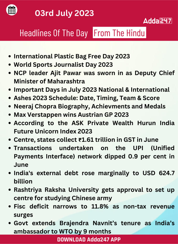 Daily Current Affairs and News Headlines of 3rd July 2023_150.1
