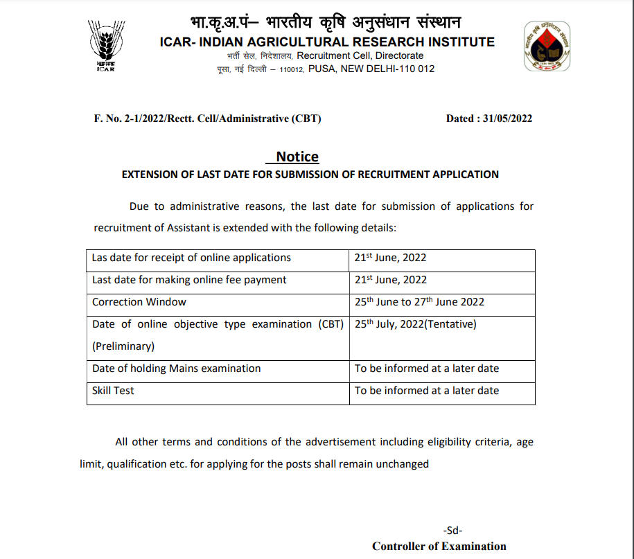 ICAR IARI Assistant Recruitment 2022 For 567 Posts, Check Here_30.1
