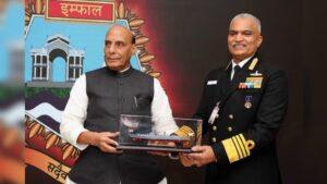 Rajnath Singh Unveils Crest Of India Guided Missile Destroyer 'INS Imphal'