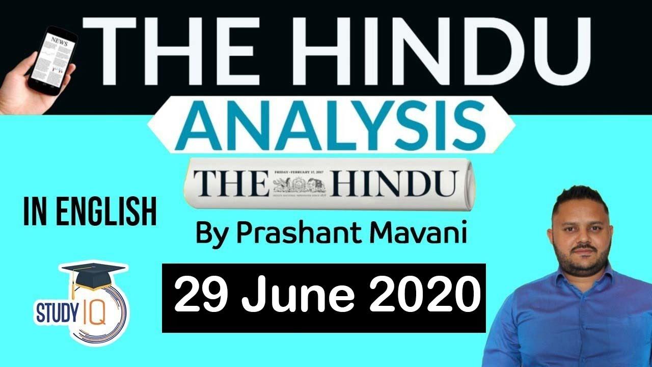 The Hindu Editorial Analysis | 29th June'20 | PDF Download