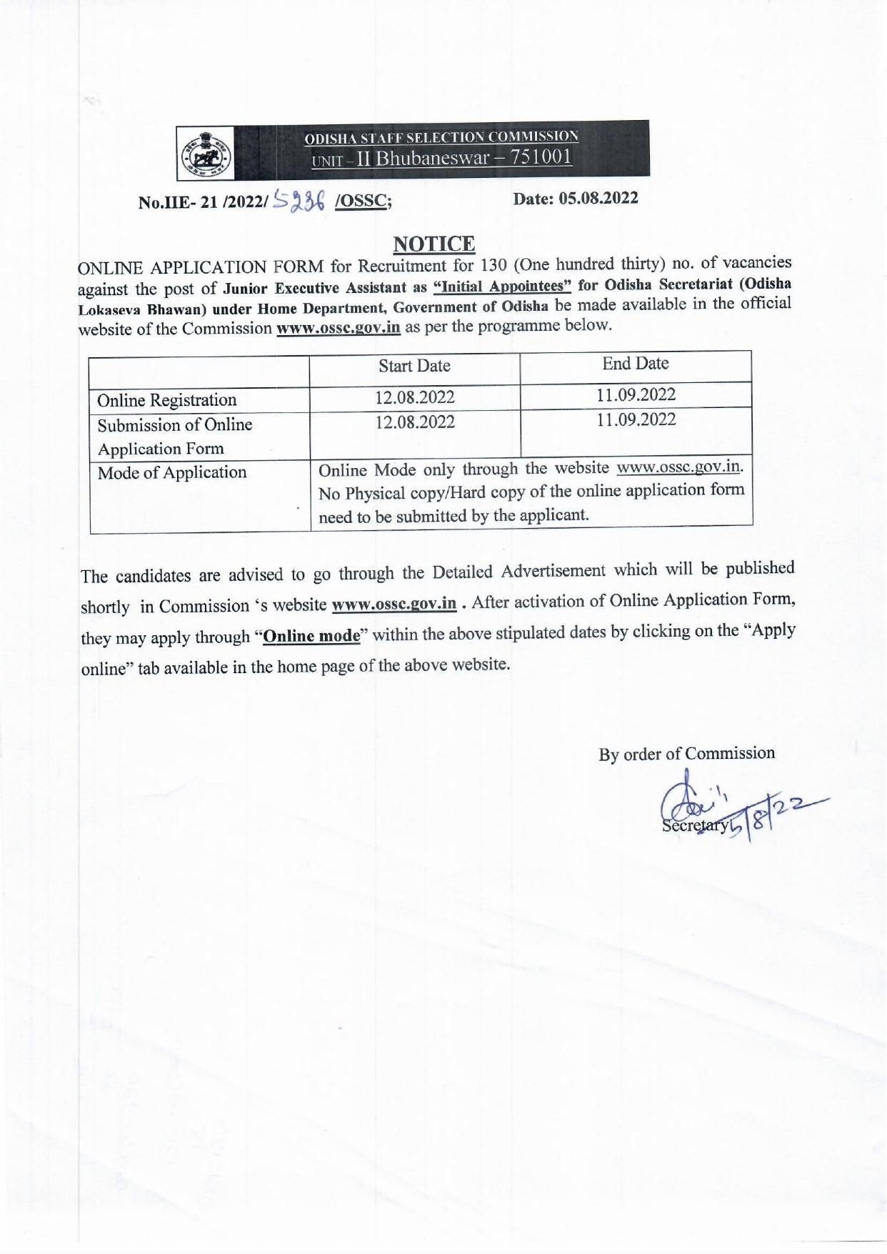 OSSC Recruitment 2022, Apply Online for 130 Vacancies Here_50.1