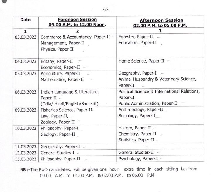 OPSC OAS Mains Exam Date 2022 Odisha Civil Service Exam Date