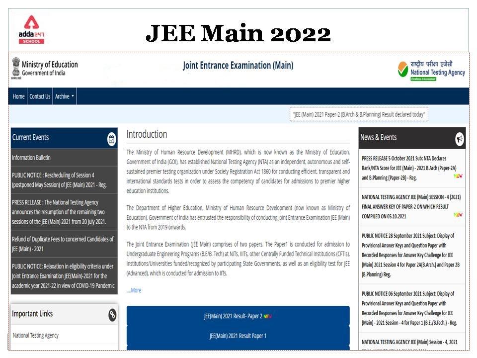 JEE Mains 2022 Dates: April 16, Registrations Begin @ jeemain.nta.nic.in_30.1
