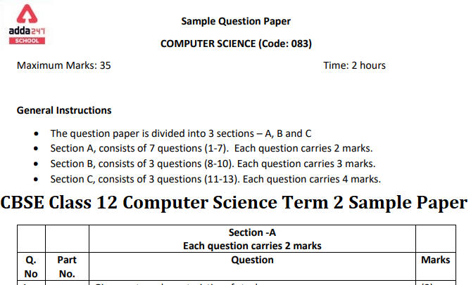 CBSE Class 12 Computer Science Term 2 Sample Paper with Solutions_30.1