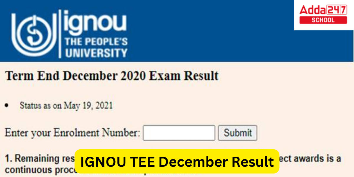IGNOU TEE December Result 2022 out, Direct Link here_30.1