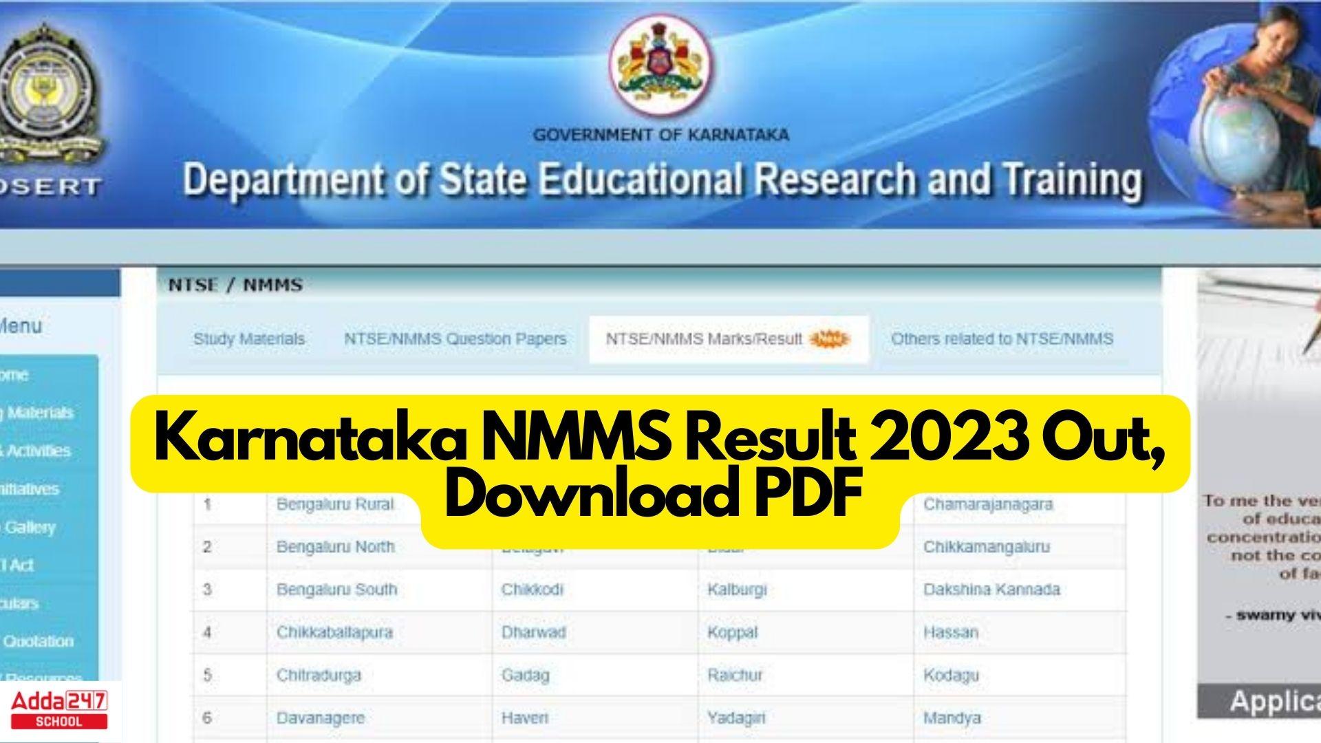 Karnataka NMMS Result 2023 Out, Download PDF @ dsert.kar.nic.in_30.1