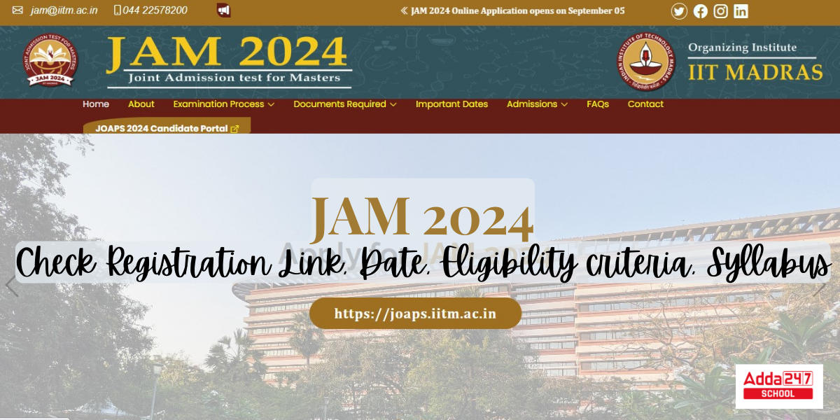 IIT JAM 2024 Registration @jam.iitm.ac.in, Online Application Link