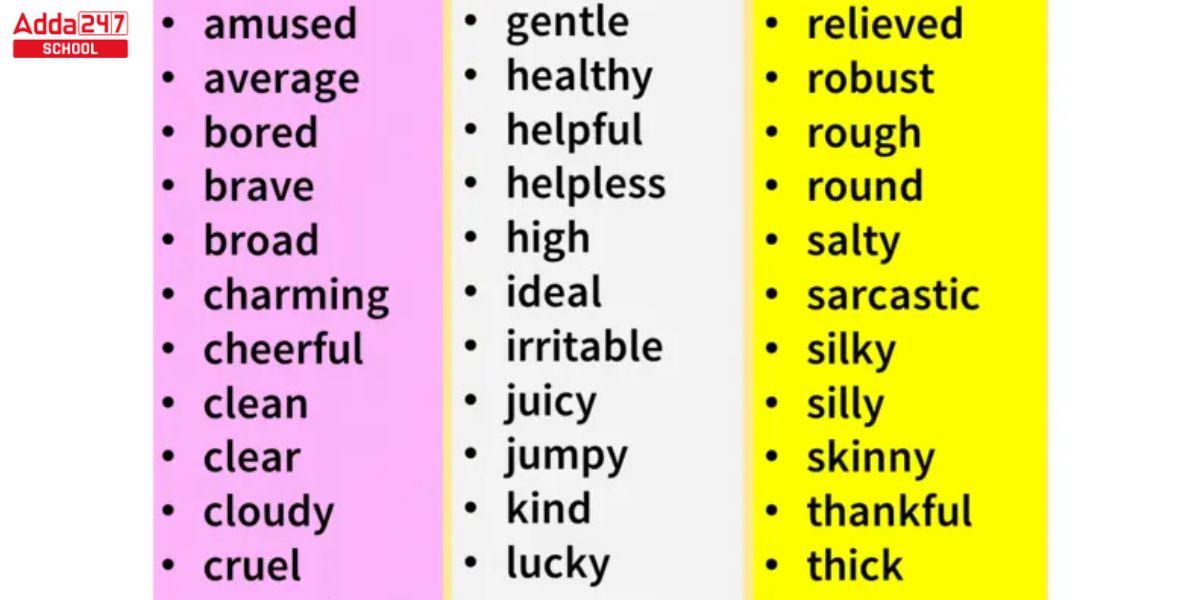 AdjectivesMeaning, Definition and Examples, Types