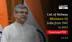 List of Railway Ministers Of India from 1947 to 2023 Download PDF