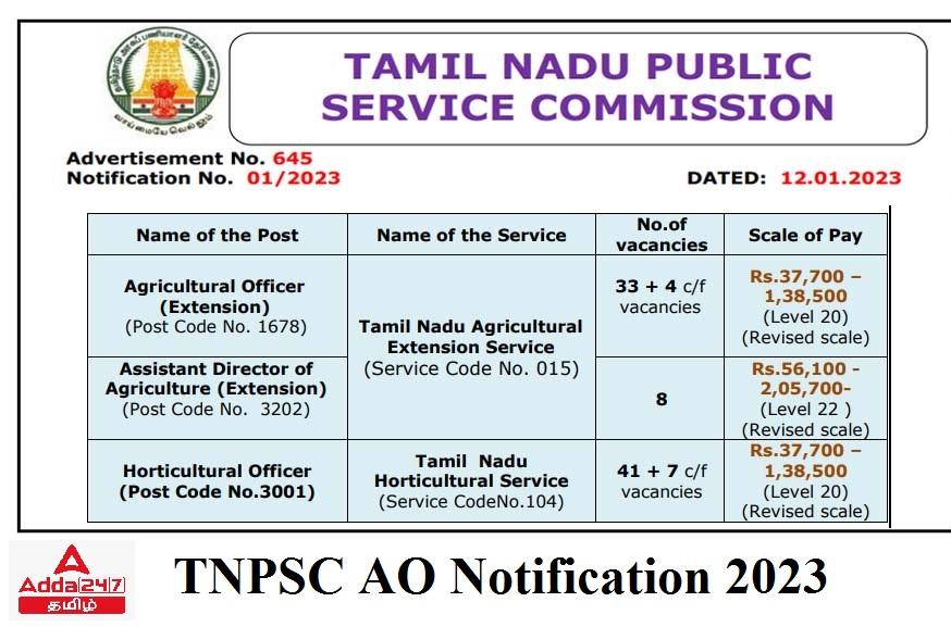 TNPSC AO Notification 2023, Apply Online for the Agriculture Officer Post_30.1