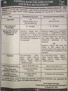 NABARD Development Assistant 2022 Notification Out for 177 Vacancies_60.1