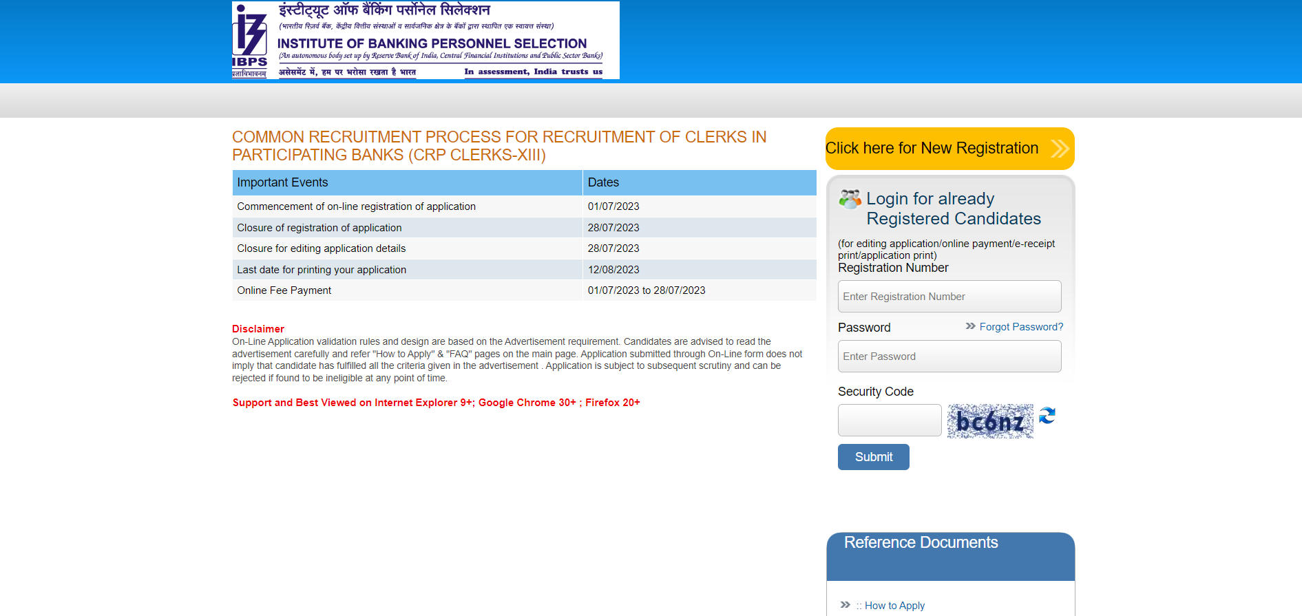 IBPS Clerk Apply Online 2023