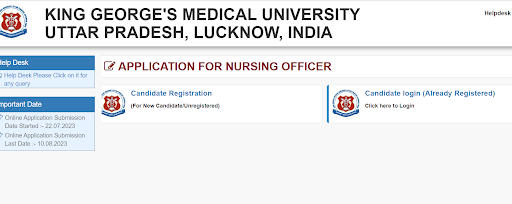 KGMU Nursing officer Apply Online