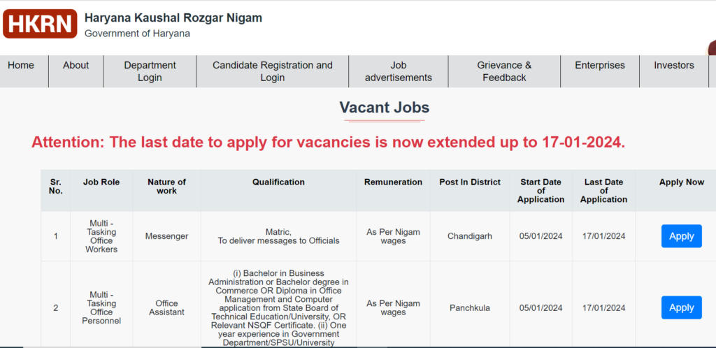 Haryana Kaushal Rozgar Nigam Recruitment 2024, HKRN Registration Link ...