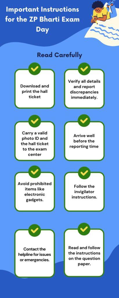 ZP Bharti 2024 exam day instructions