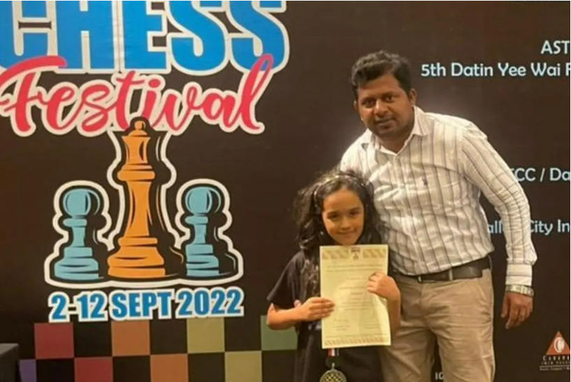 Anishka Biyani won Gold medal in Malaysian chess meet