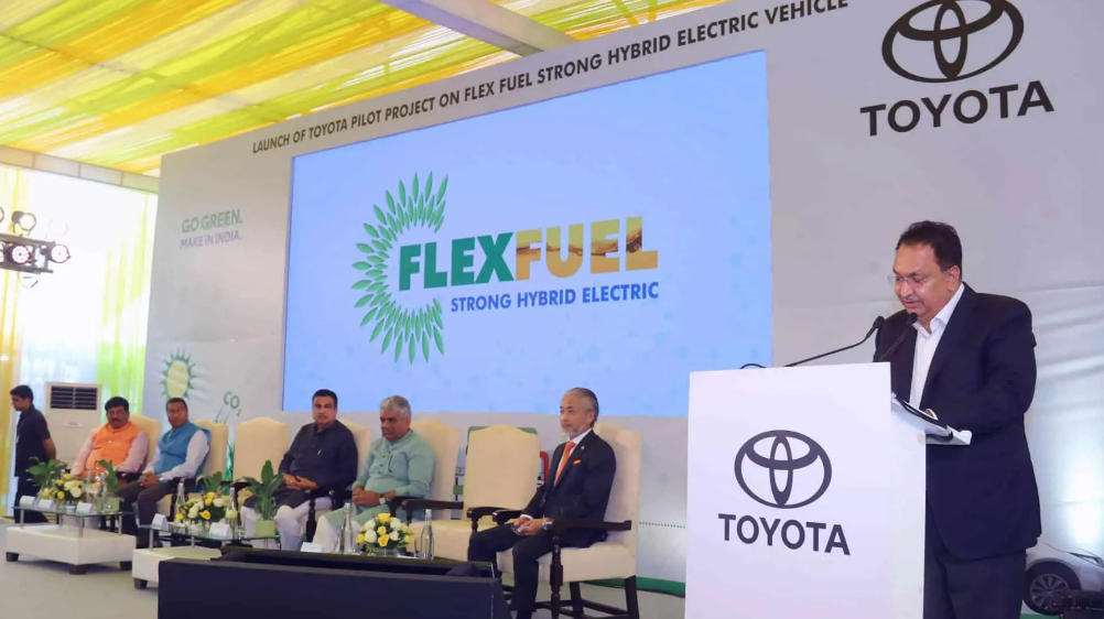 Nitin Gadkari introduces Toyota pilot project on Flex-Fuel Strong Hybrid EV
