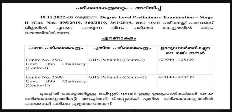 Kerala PSC Degree Level Prelims Exam 2022: Latest Update_50.1