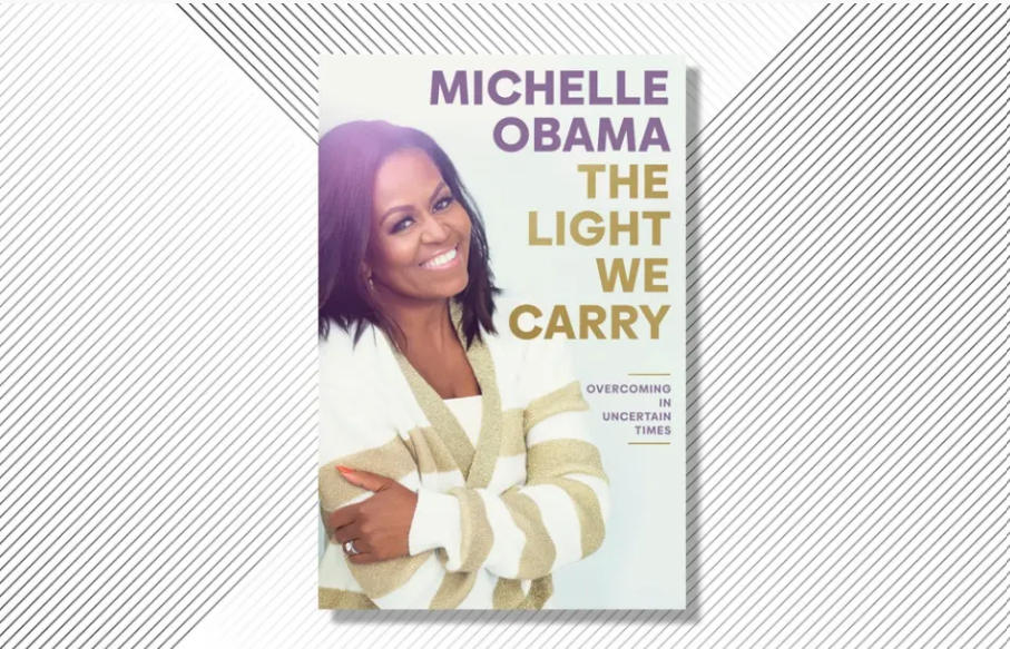A book titled “The Light We Carry: Overcoming In Uncertain Times” by Michelle Obama
