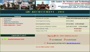 Kerala LBS Centre LDC Exam Date 2023 Released, Admit Card_4.1