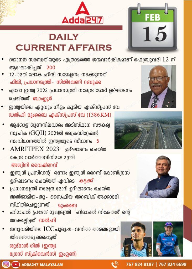 Daily Current Affairs in Malayalam -15th February 2023_30.1