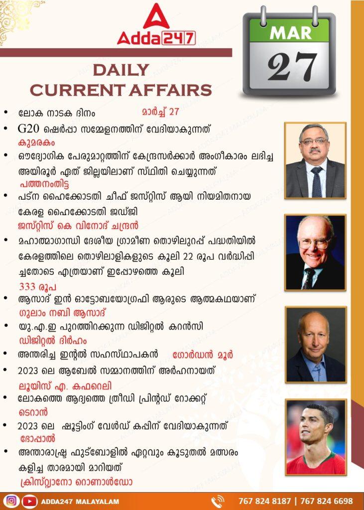 Daily Current Affairs in Malayalam - 27th March 2023_30.1