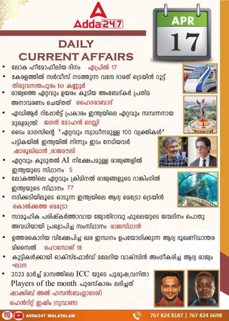 Daily Current Affairs in Malayalam- 17th April 2023_30.1