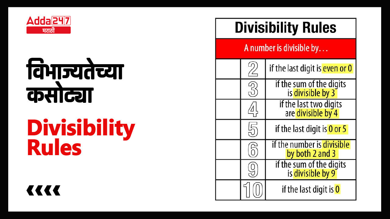 विभाज्यतेच्या कसोट्या (Divisibility Rules)