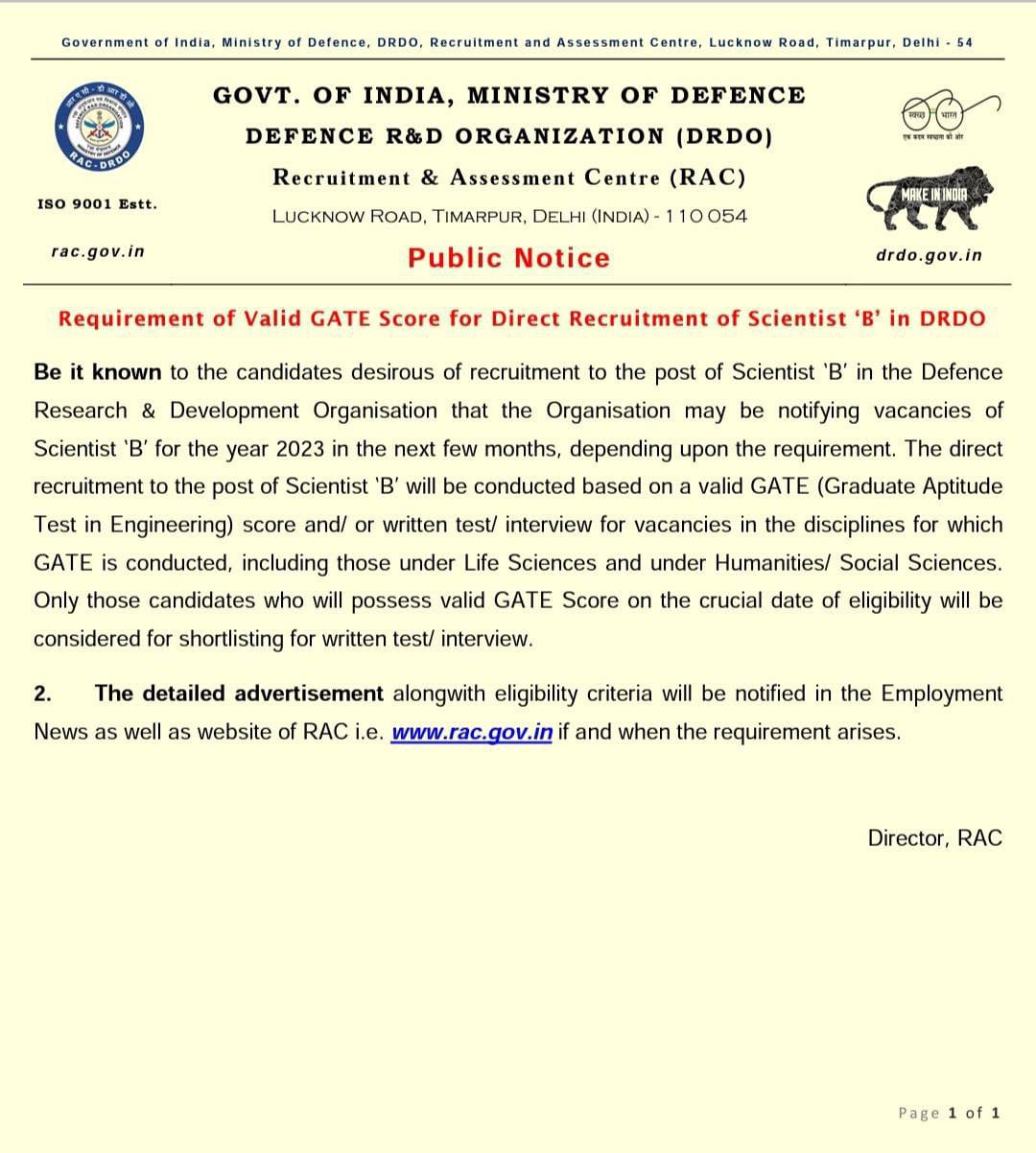DRDO Recruitment 2022 Through GATE, Notified To Be Released Soon_4.1