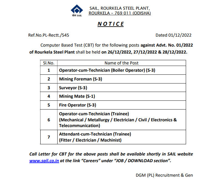 SAIL Rourkela Exam Date 2022, Out For Various Posts Check SAIL Admit Card 2022 Details_40.1