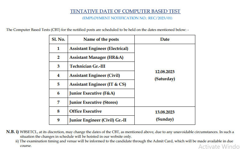 WBSETCL Recruitment 2023 Exam date and Hall Ticket Out for 198 Posts_4.1