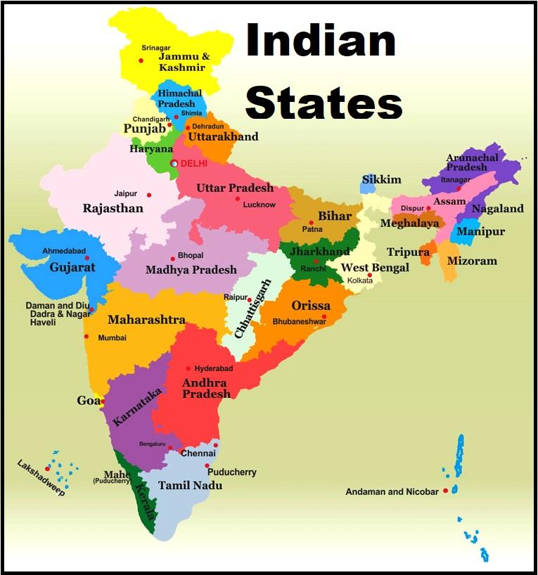 States and Capitals of India 2023, 28 States and 8 UTs