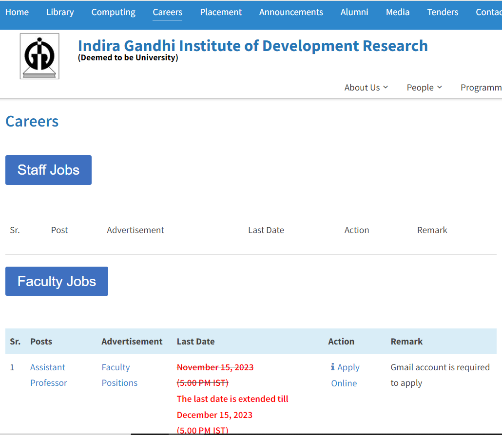 IGIDR Assistant Professor Recruitment 2023, Apply Link Active till 15 Dec_3.1