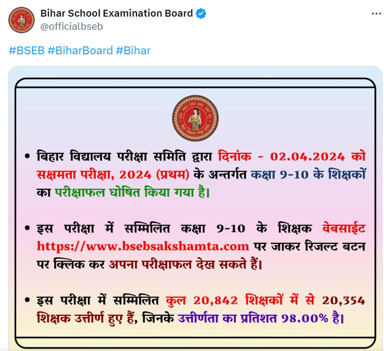 BSEB Sakshamta Result 2024 Out for Class 9 and 10, Download Link Active_3.1