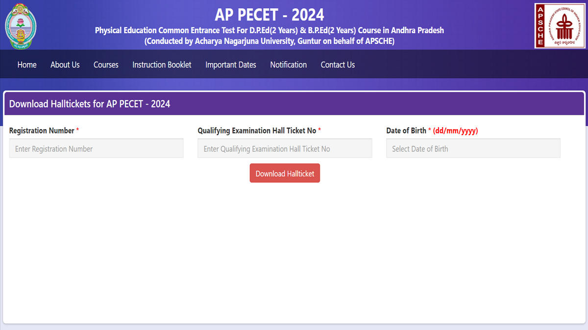 AP PECET Hall Ticket 2024