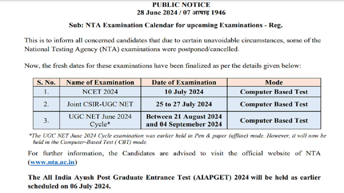 ugc net new exam date 2024