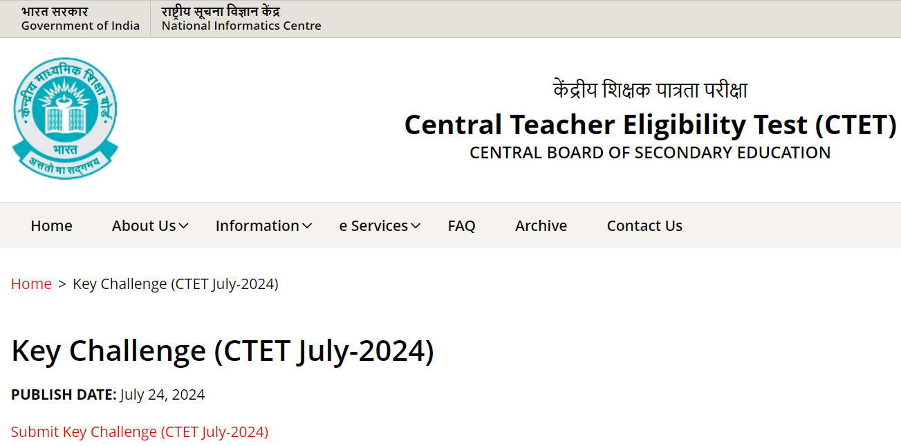 CTET Answer key 2024 Released