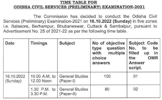 OPSC OAS Exam Date 2022