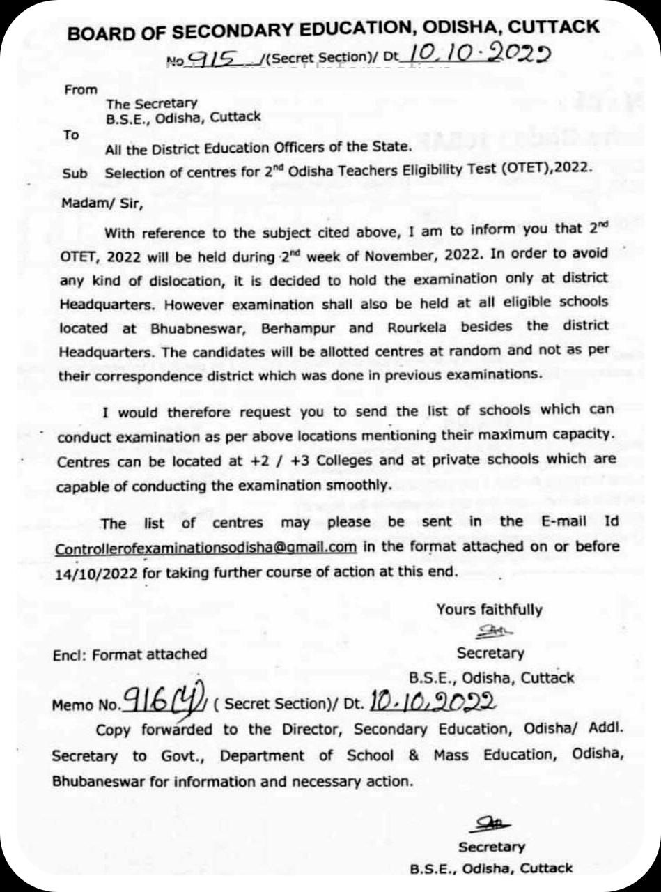 OTET 2022 Notification (2nd) BSE Odisha TET Notification PDF_3.1