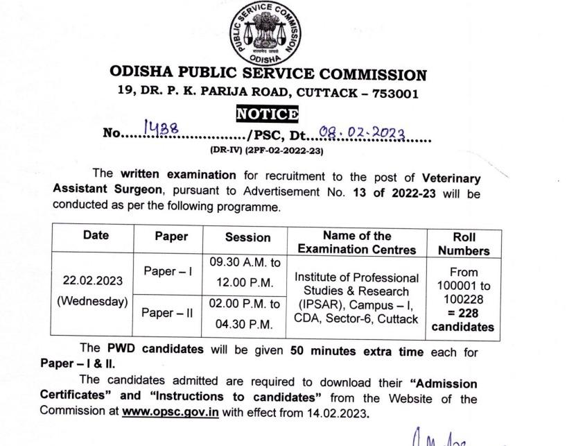 OPSC Veterinary Assistant Surgeon Exam Date 2023 Check Exam Date_3.1