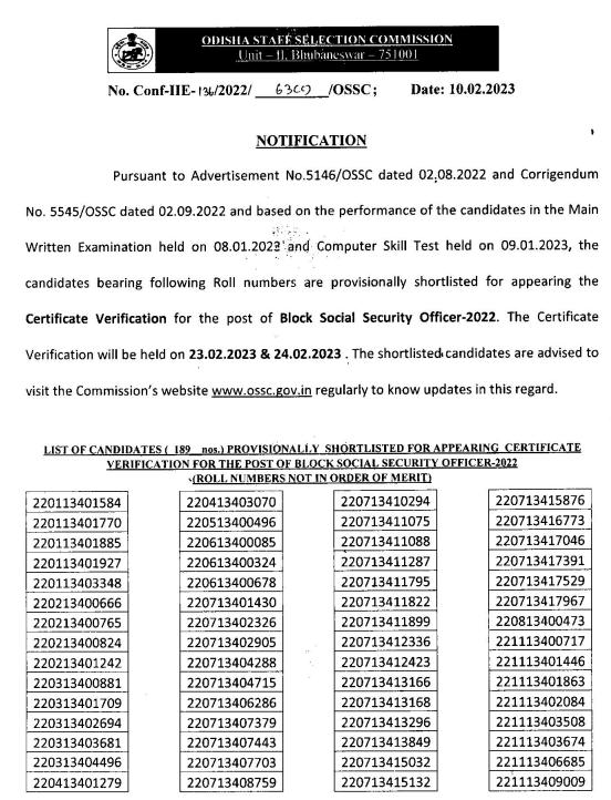 OSSC BSSO Mains Exam Result 2023 Out Download BSSO Merit List_3.1