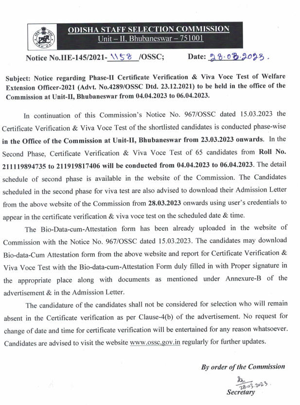 OSSC WEO 2023 Exam Schedule for Certificate Verification_3.1