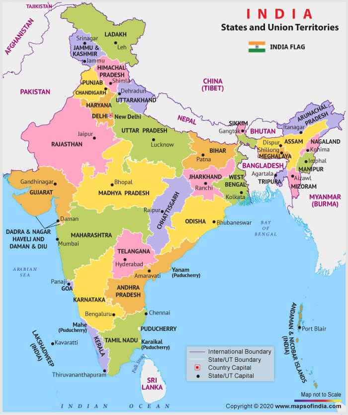 List of 28 States, 8 Union Territories of India and Their Capitals_40.1