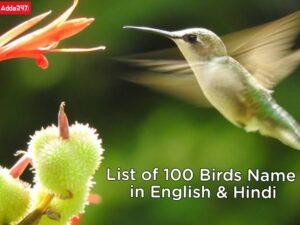 100 Birds Name in English & Hindi