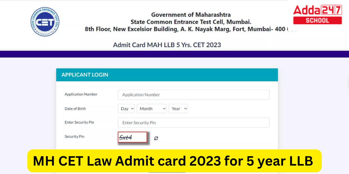 MH CET Law Admit card 2023 for 5 year LLB 