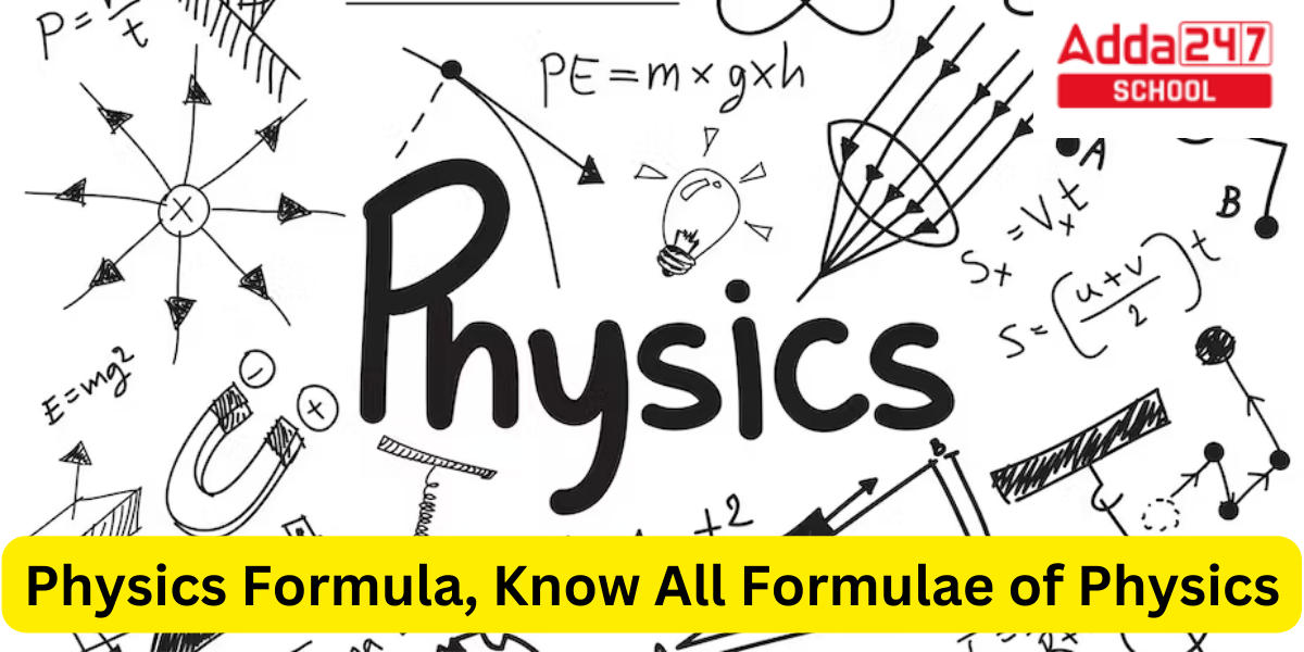 Formulas of classical mechanics, Newton's laws. Physics of motion of  bodies, the laws of gravity and optics. Stock Vector