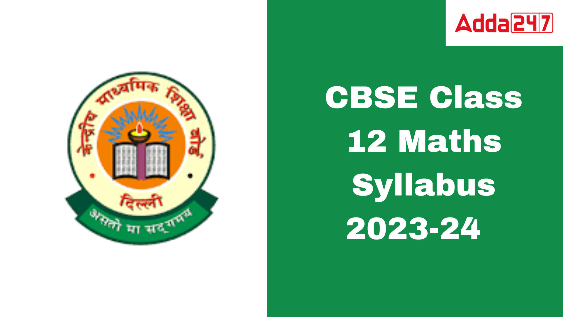 CBSE Class 12 Maths Syllabus 2023-24