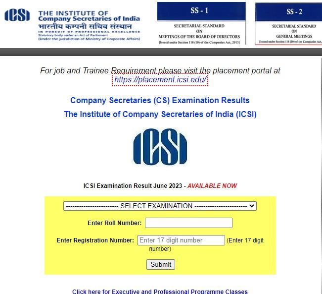 ICSI CS Executive, Professional Result 2023 Out, Direct Link_3.1