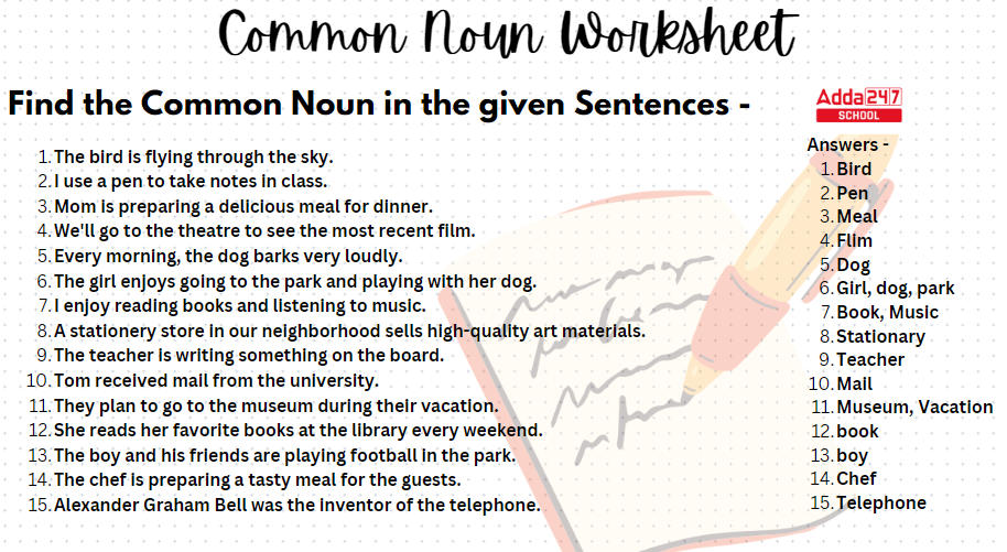 Common Noun: Definition, Rules, Examples, Usage, Worksheet_3.1
