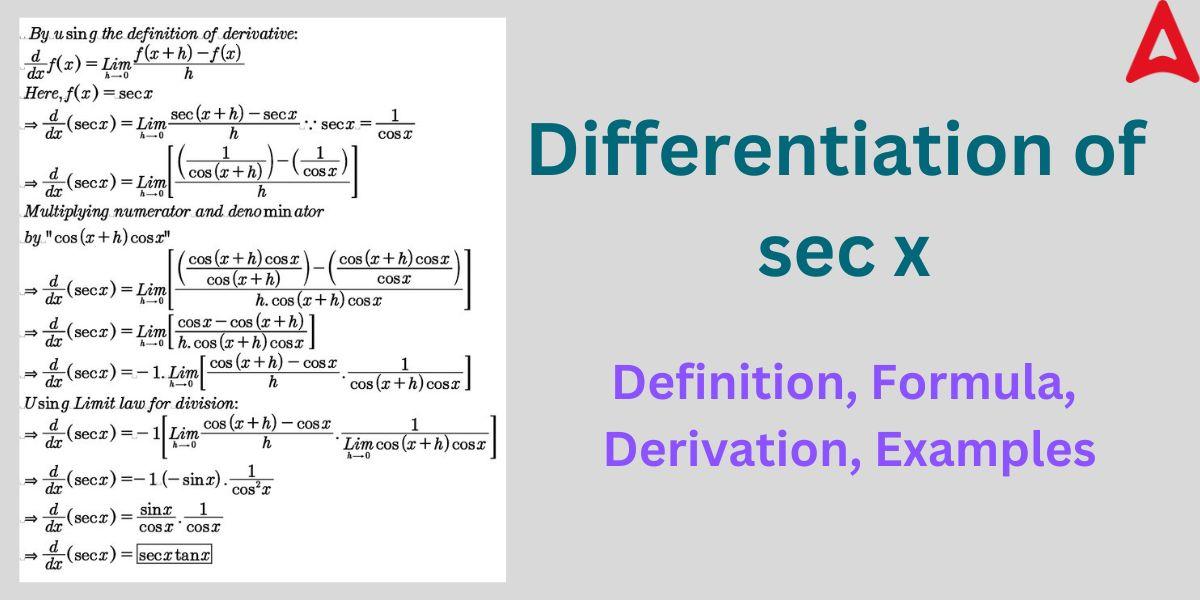 Differentiation of sec x